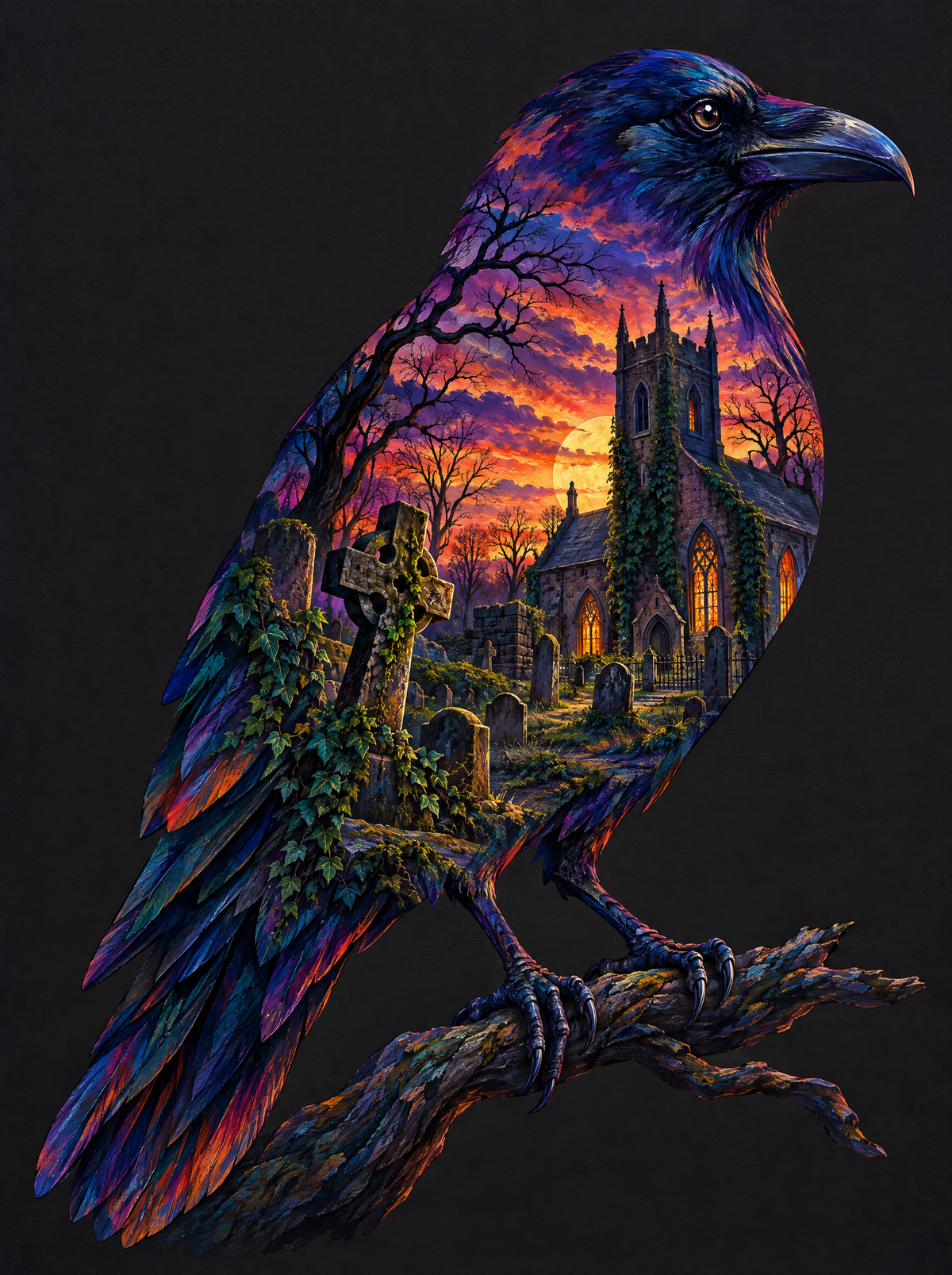 Raven Churchyard Dusk