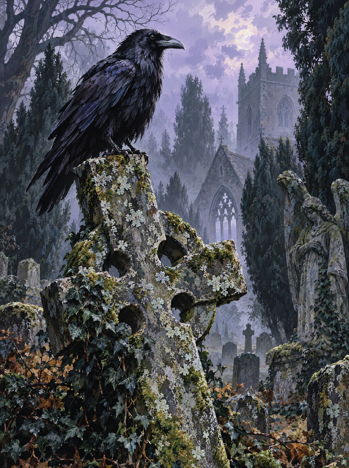 Raven On The Celtic Cross