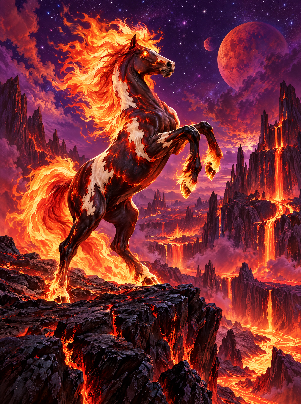 Rearing Firehorse Over Lava Falls