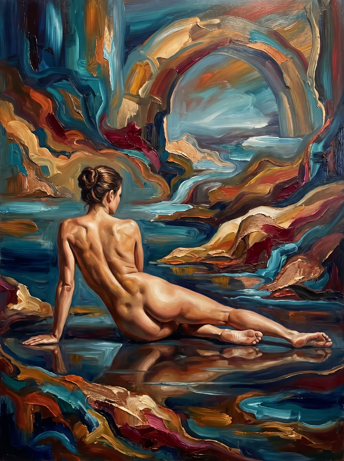 Reclining Nude In Still Water