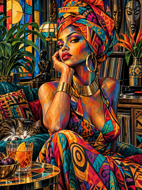 Records And Headwrap (150 Color Diamond Painting)