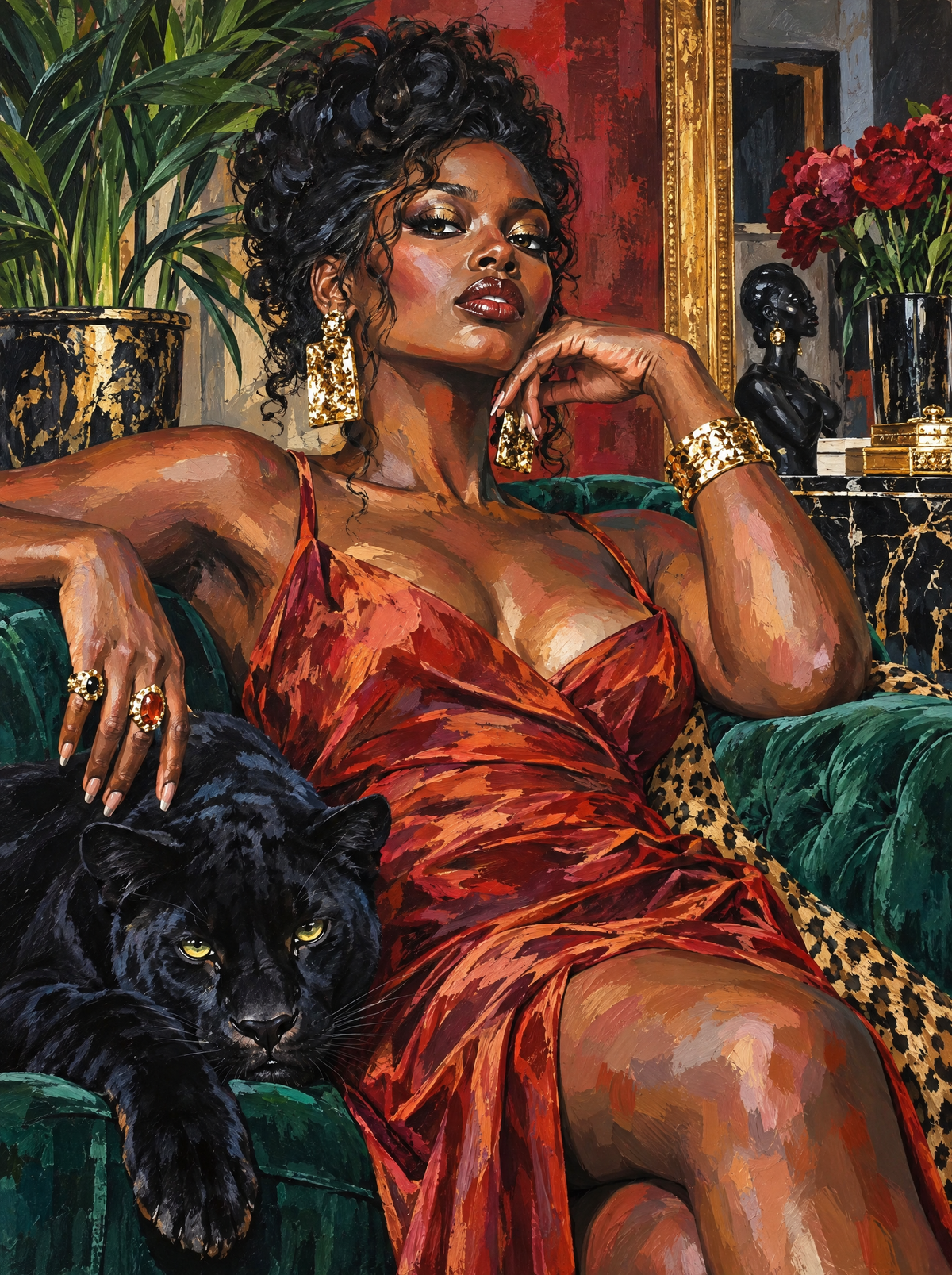 Red Satin And Panther