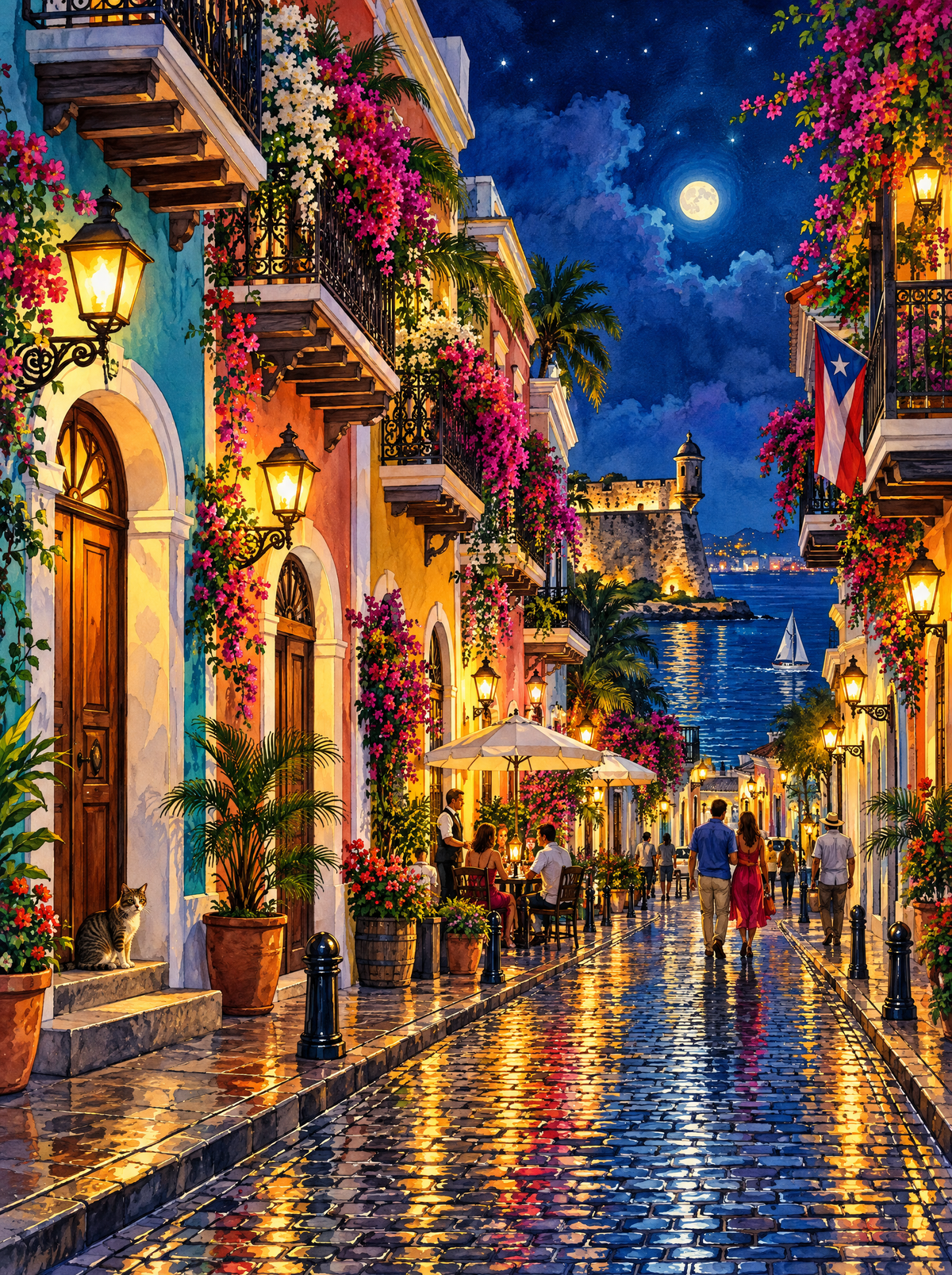 San Juan Moonlit Cobblestones