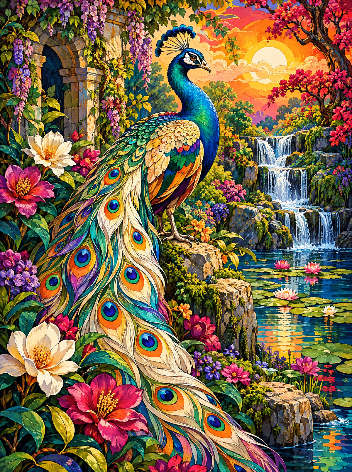 Sapphire Peacock At Sunset
