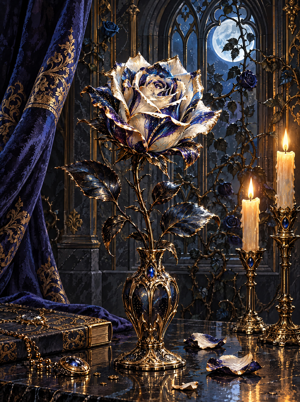 Sapphire Rose By Candlelight