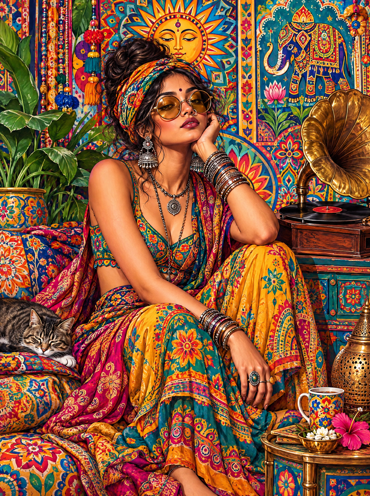 Sari Bangles And Gramophone
