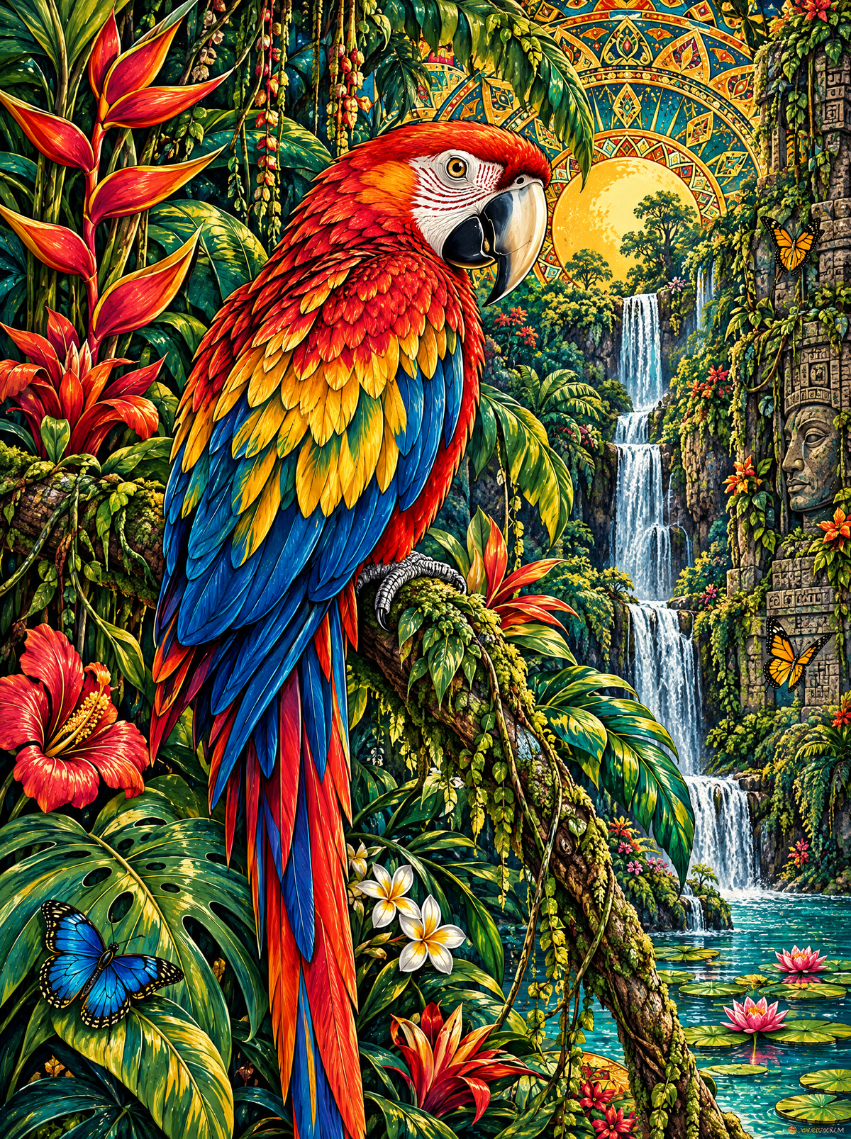 Scarlet Macaw Jungle Falls