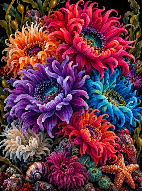 Sea Anemone Rainbow Reef (150 Color Diamond Painting)