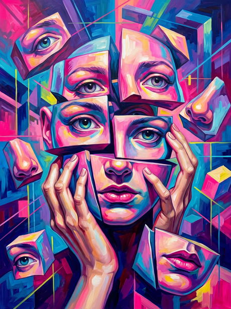 Shattered Face In Fragments