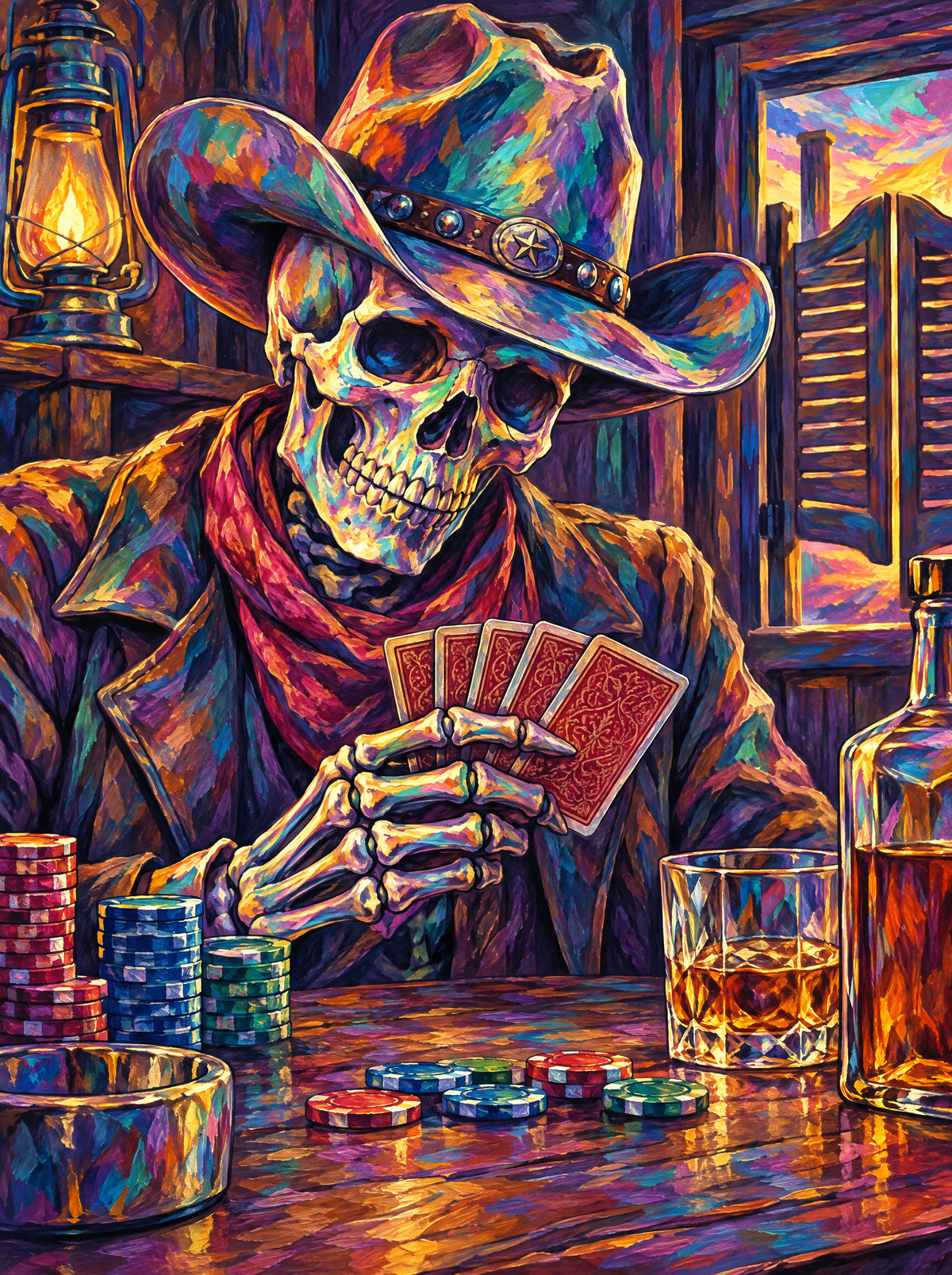 Skeleton Card Sharp Saloon