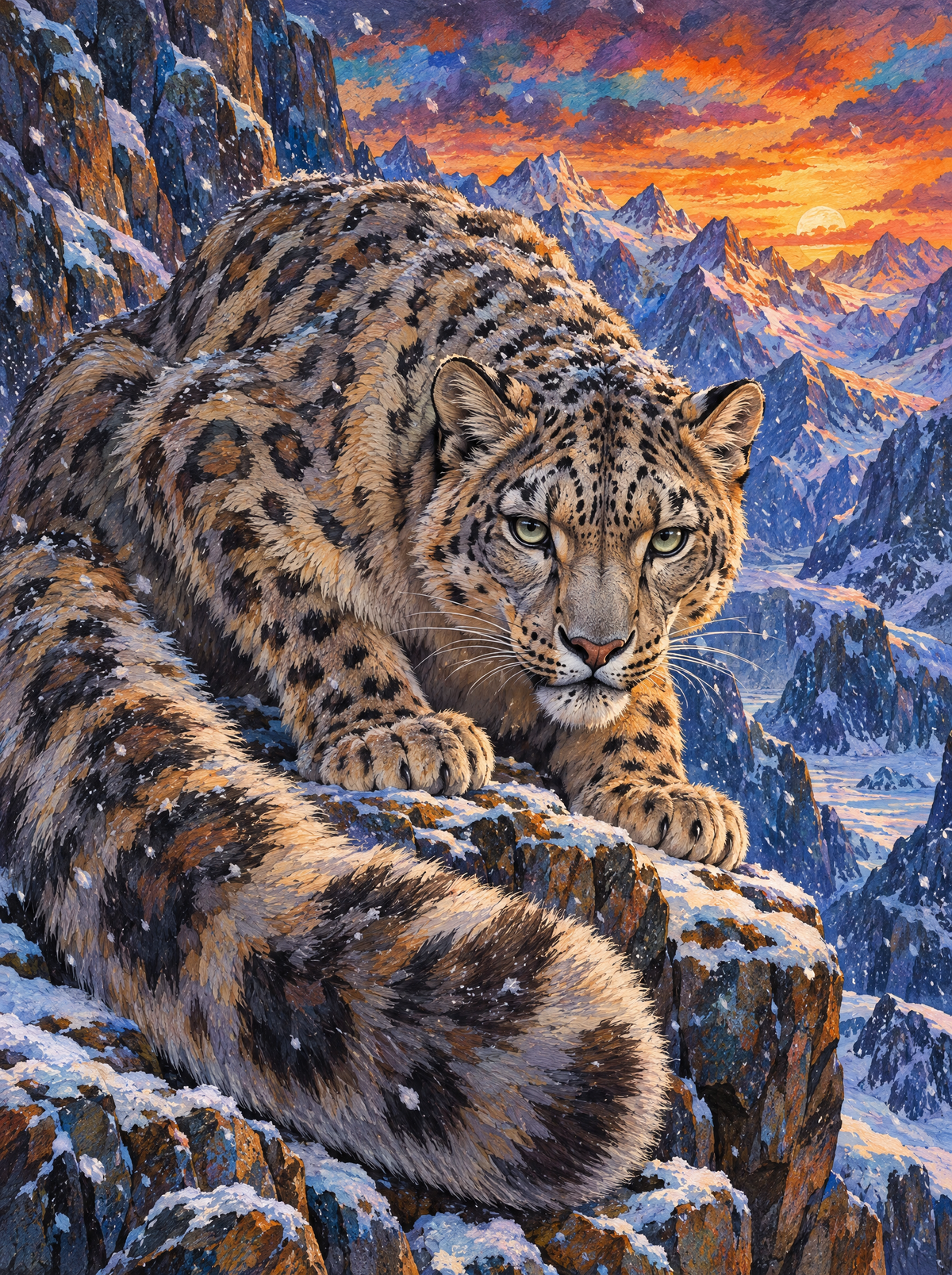 Snow Leopard Sunset Ledge
