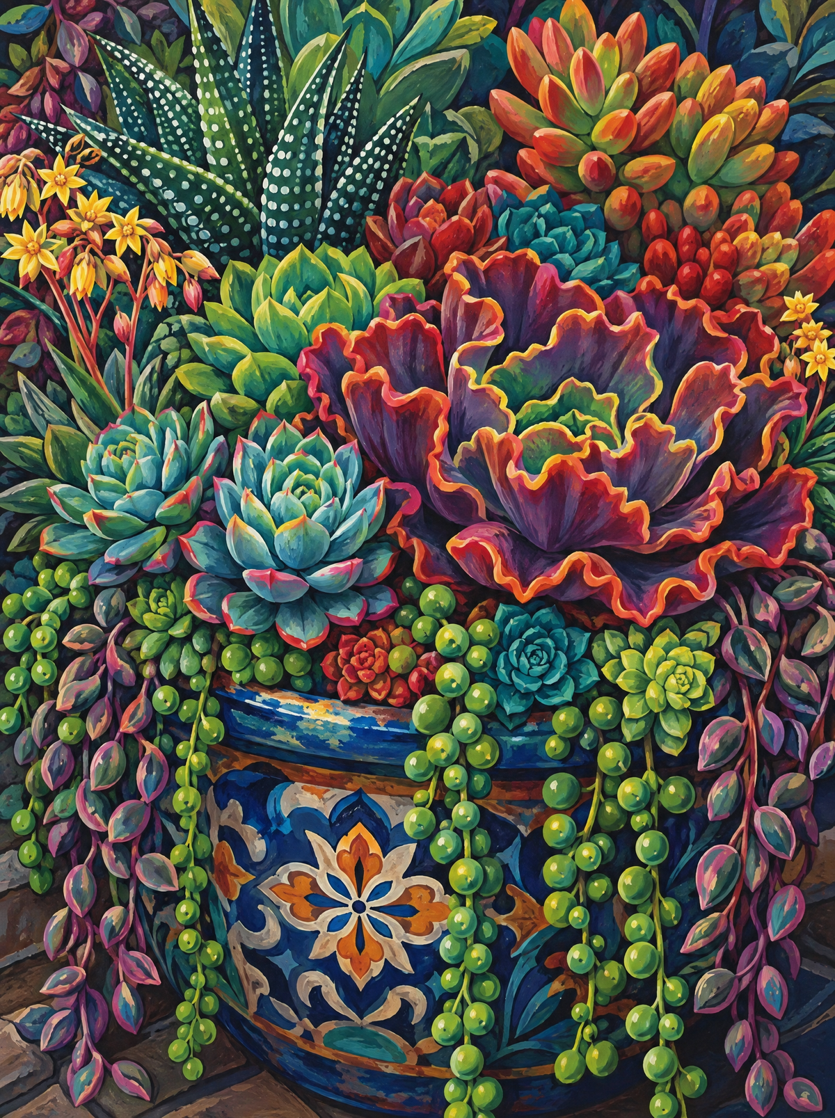 Succulents In A Talavera Pot