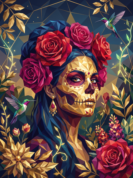 Sugar Skull And Hummingbirds