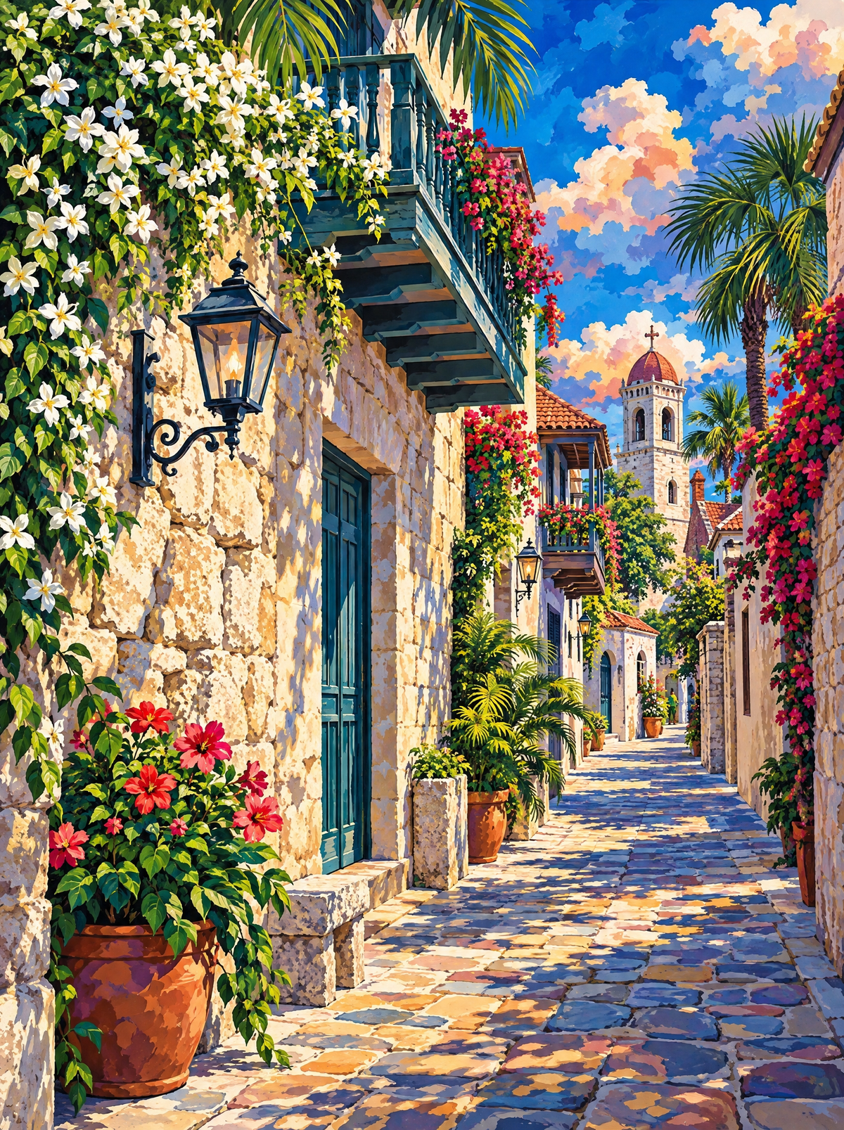 Sunlit Coquina Stone Lane