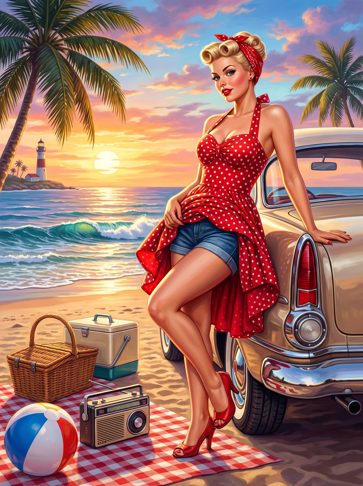Sunset Beach Pin Up