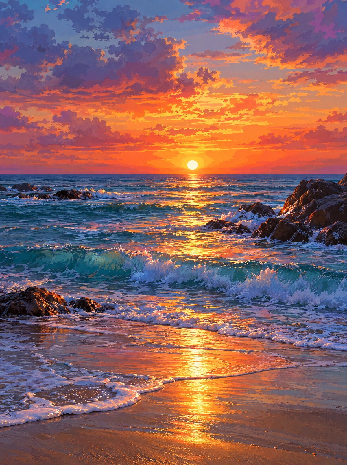 Sunset Over The Surf