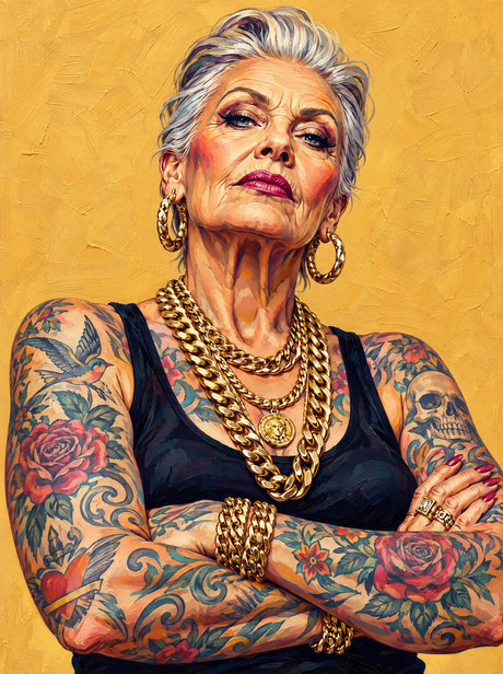 Tattooed Elder in Gold Chains