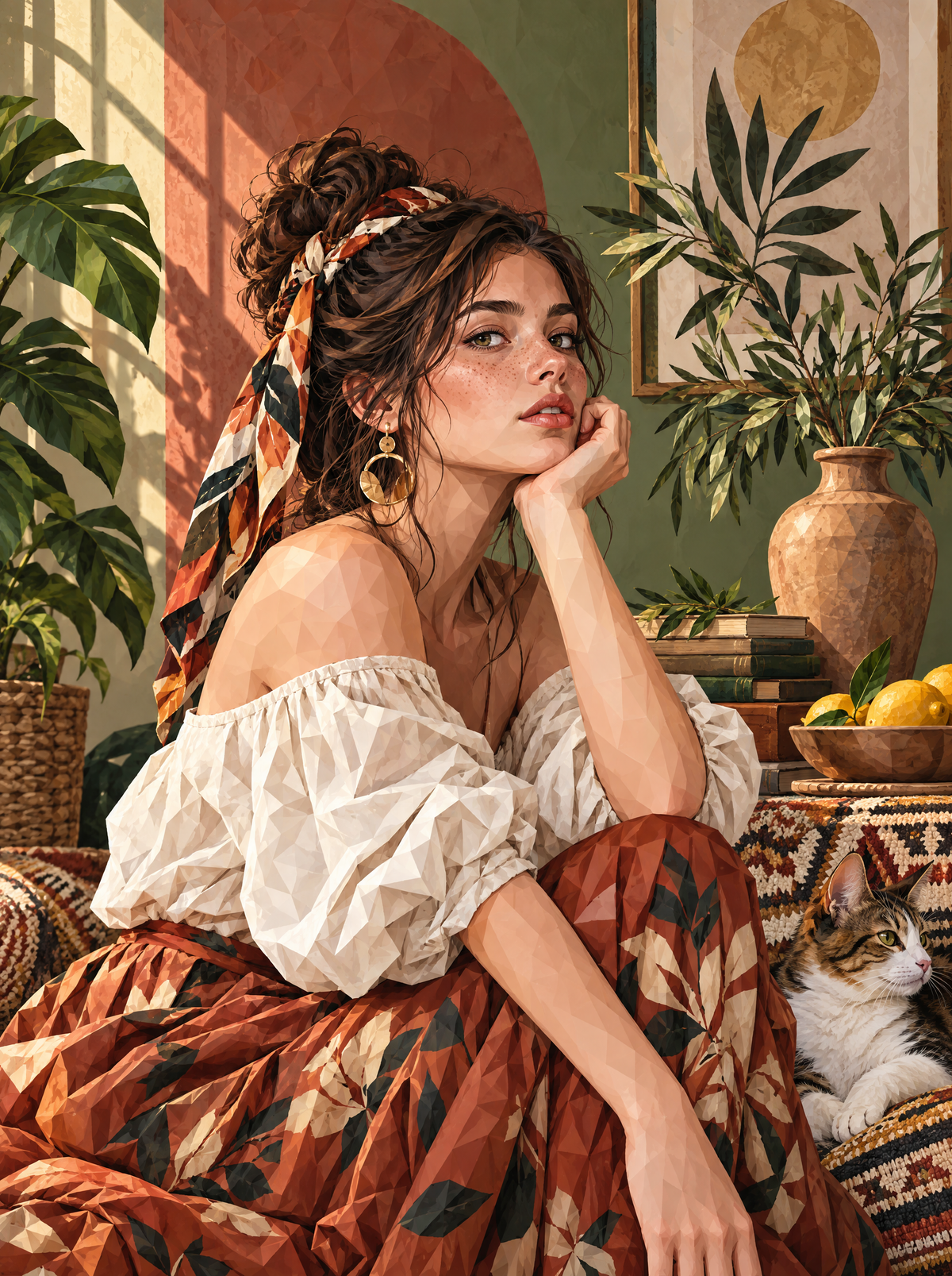 Terracotta Afternoon With Tabby