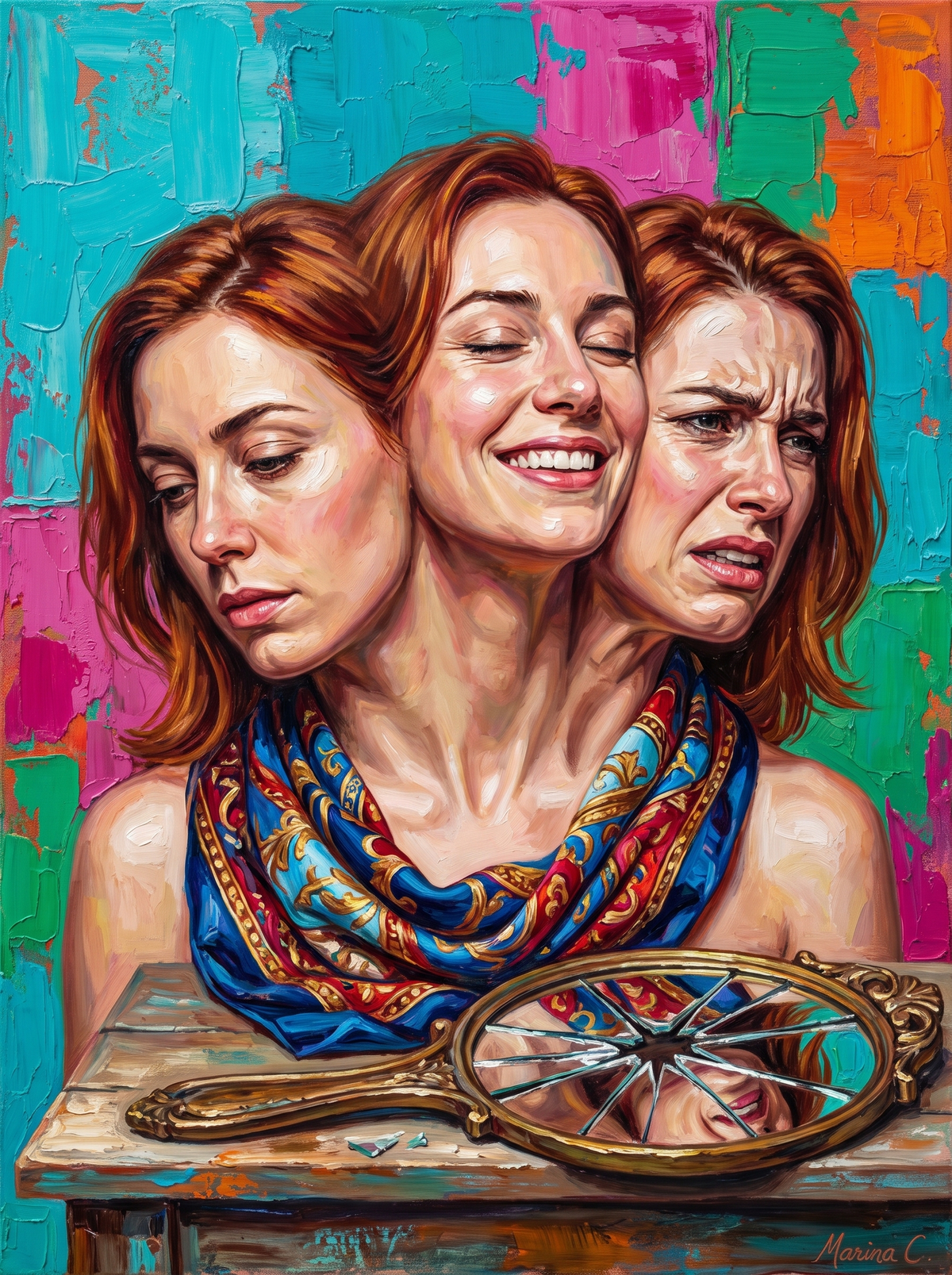 Three Faces And Broken Mirror
