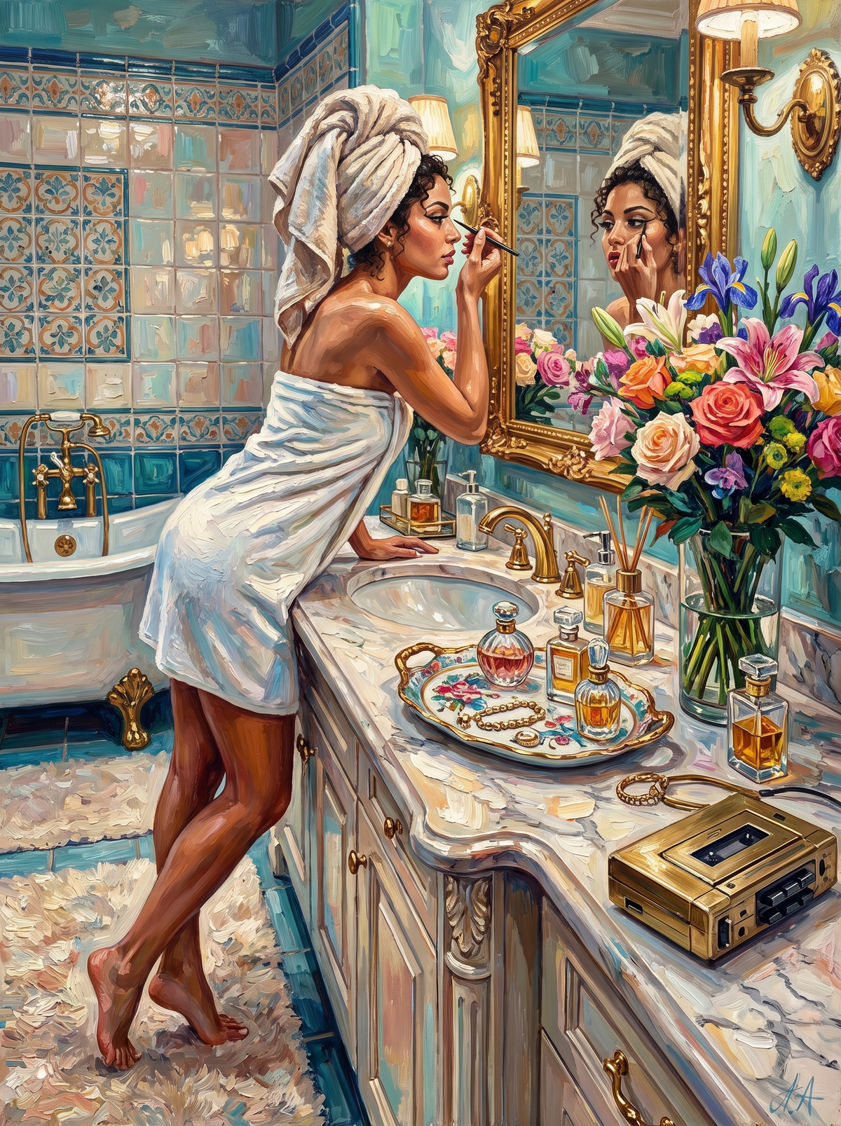 Towel Turban Vanity Mirror