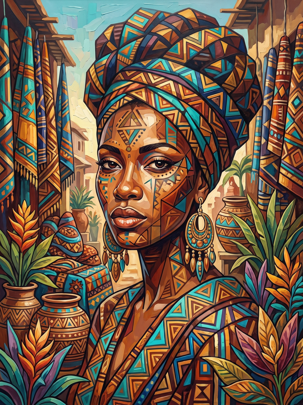 Turbaned Woman In Market Alley