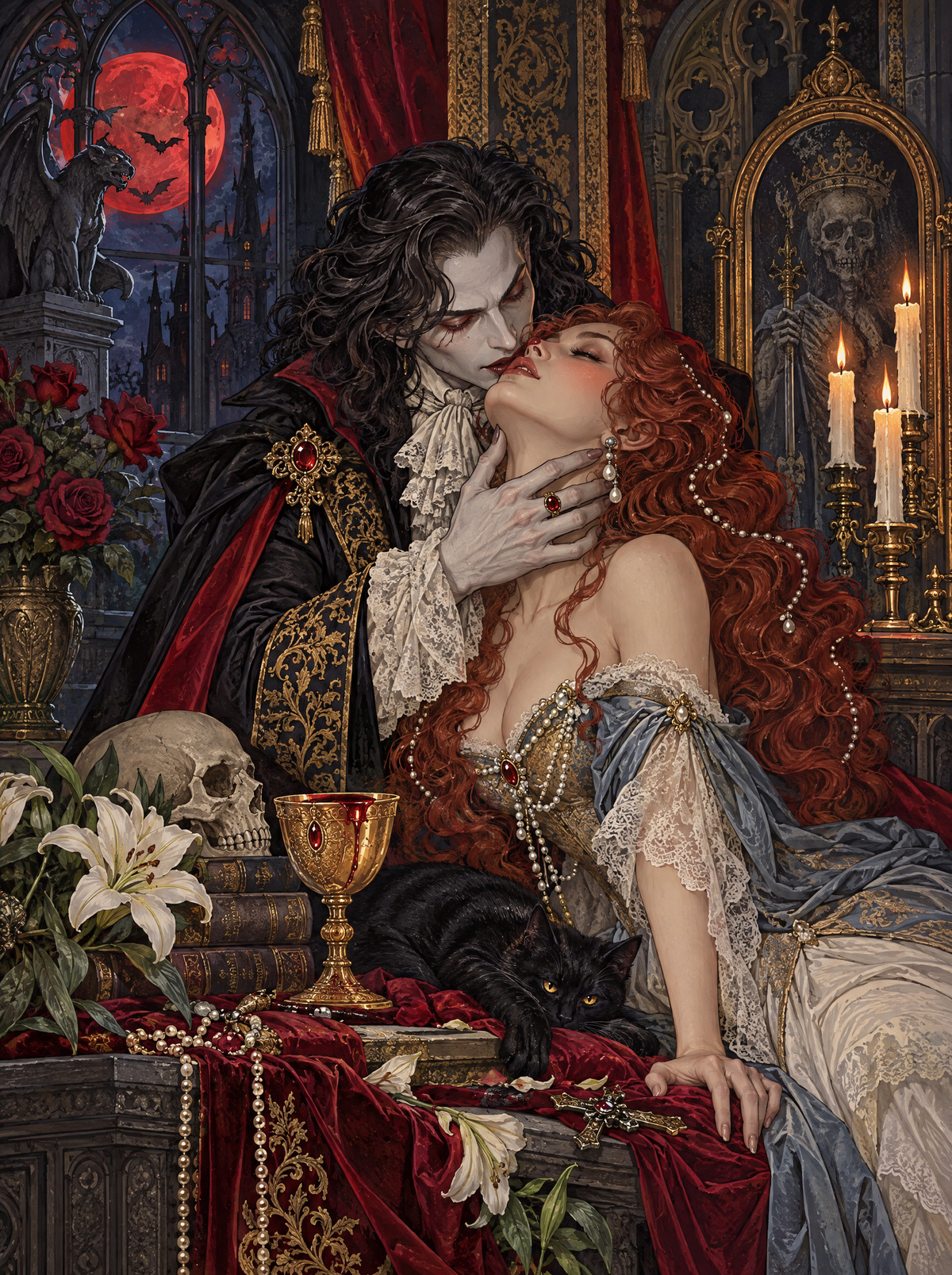Vampire Kiss Under Blood Moon