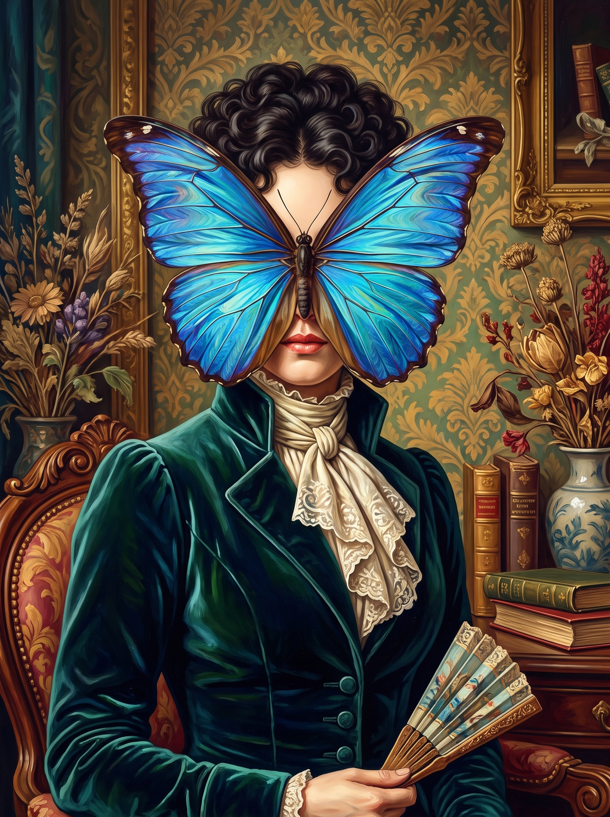 Victorian Lady And Blue Morpho