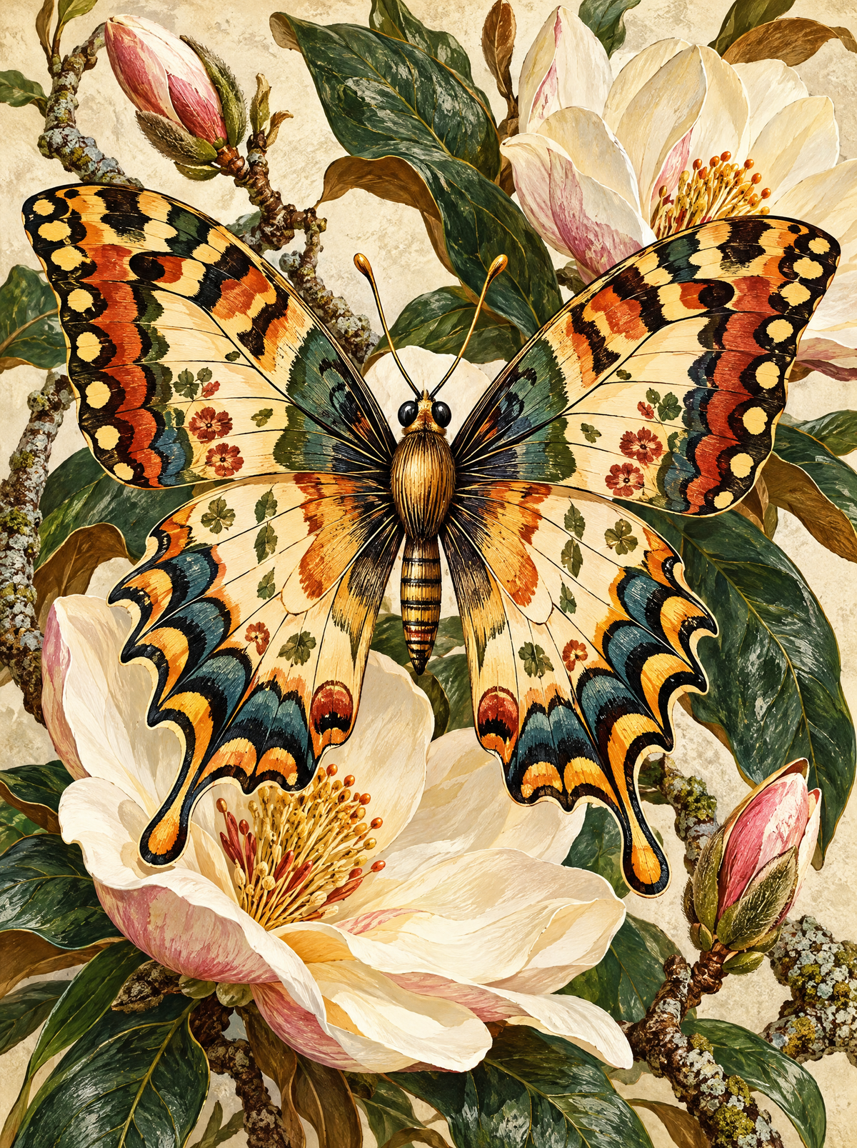 Vintage Butterfly On Magnolia