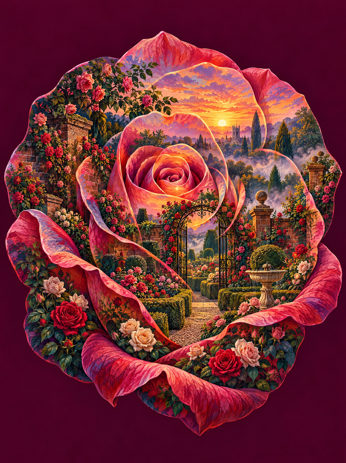 Walled Rose Garden Bloom