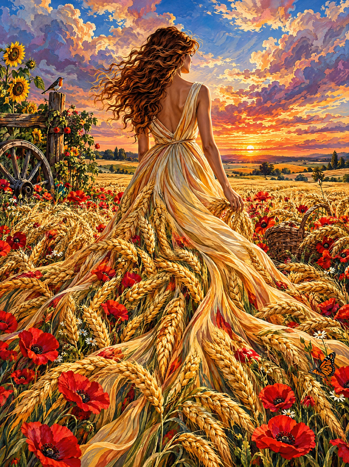 Wheatfield Gown At Sunset