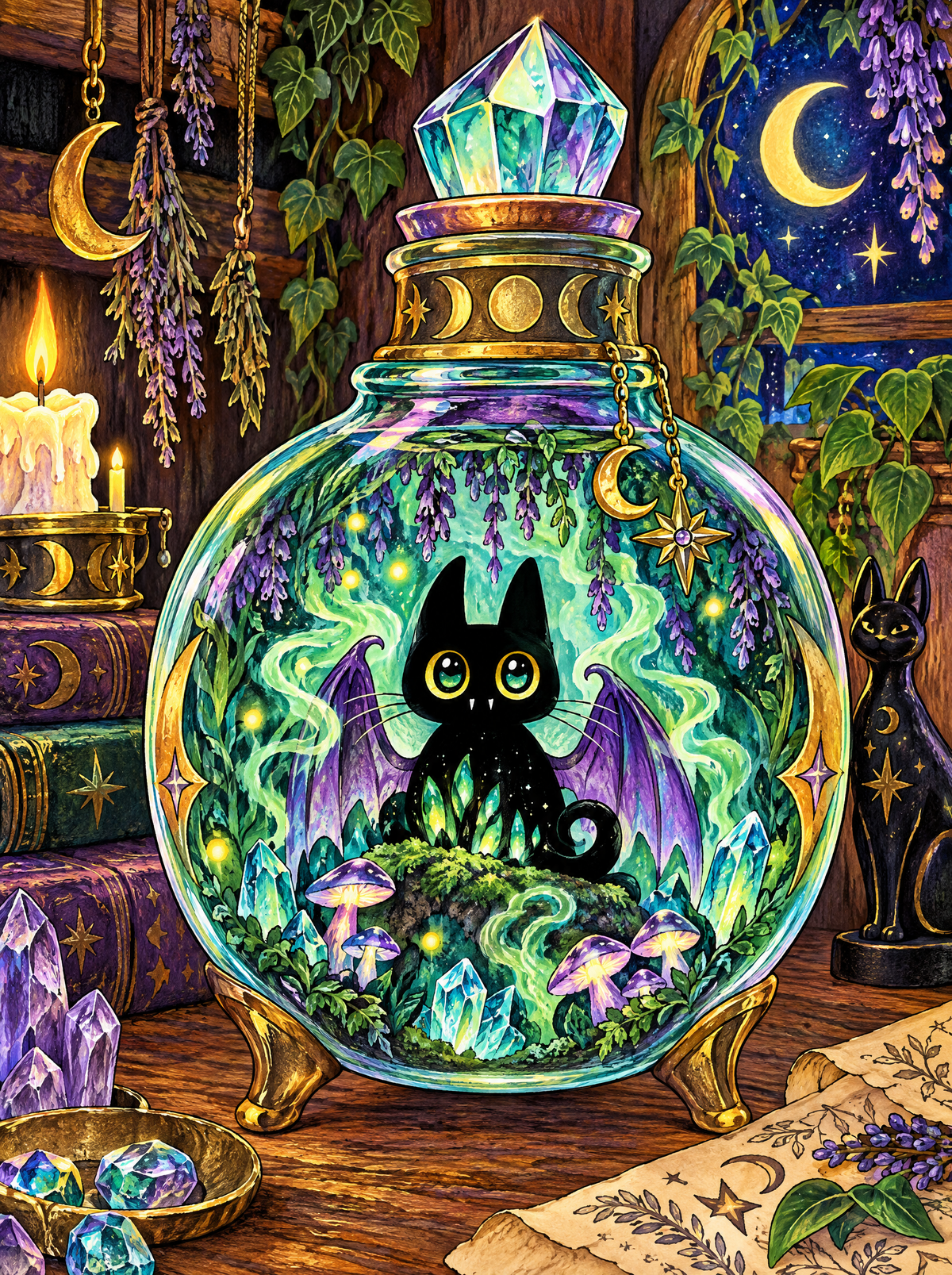 Winged Cat Potion Jar