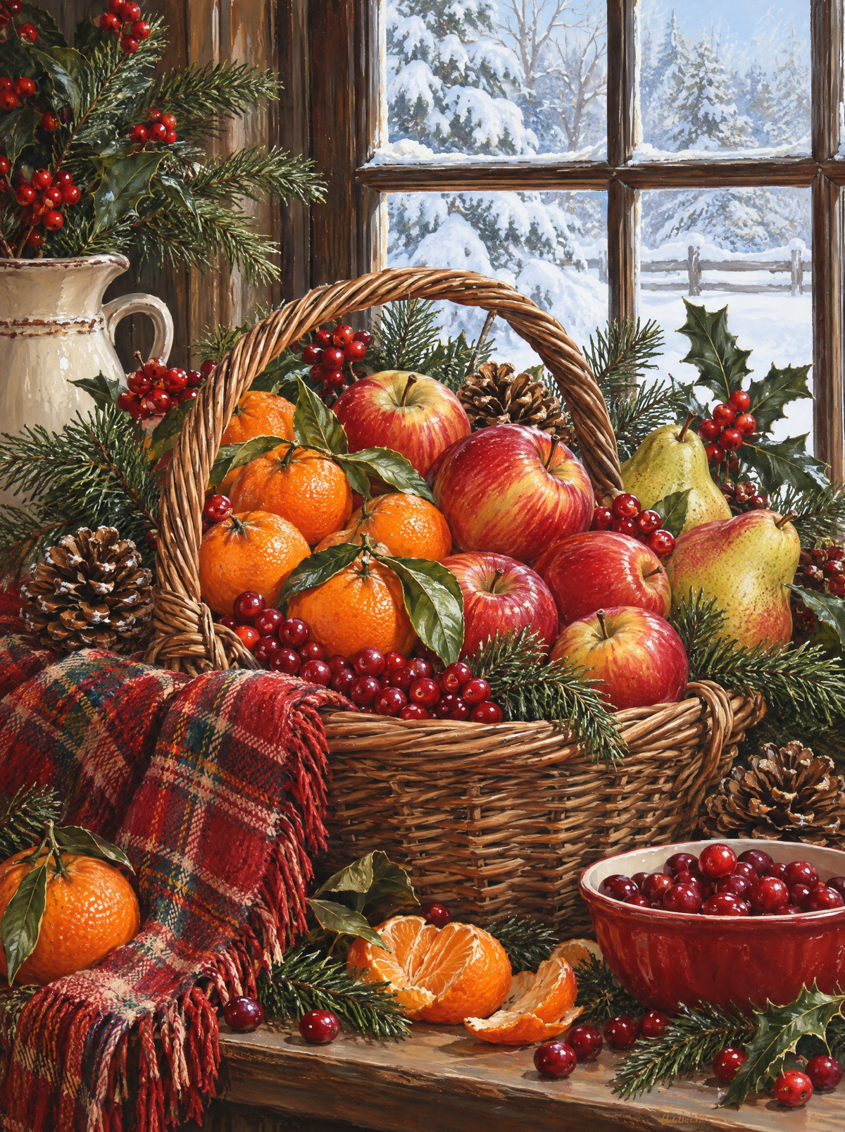Winter Fruit Basket By Window