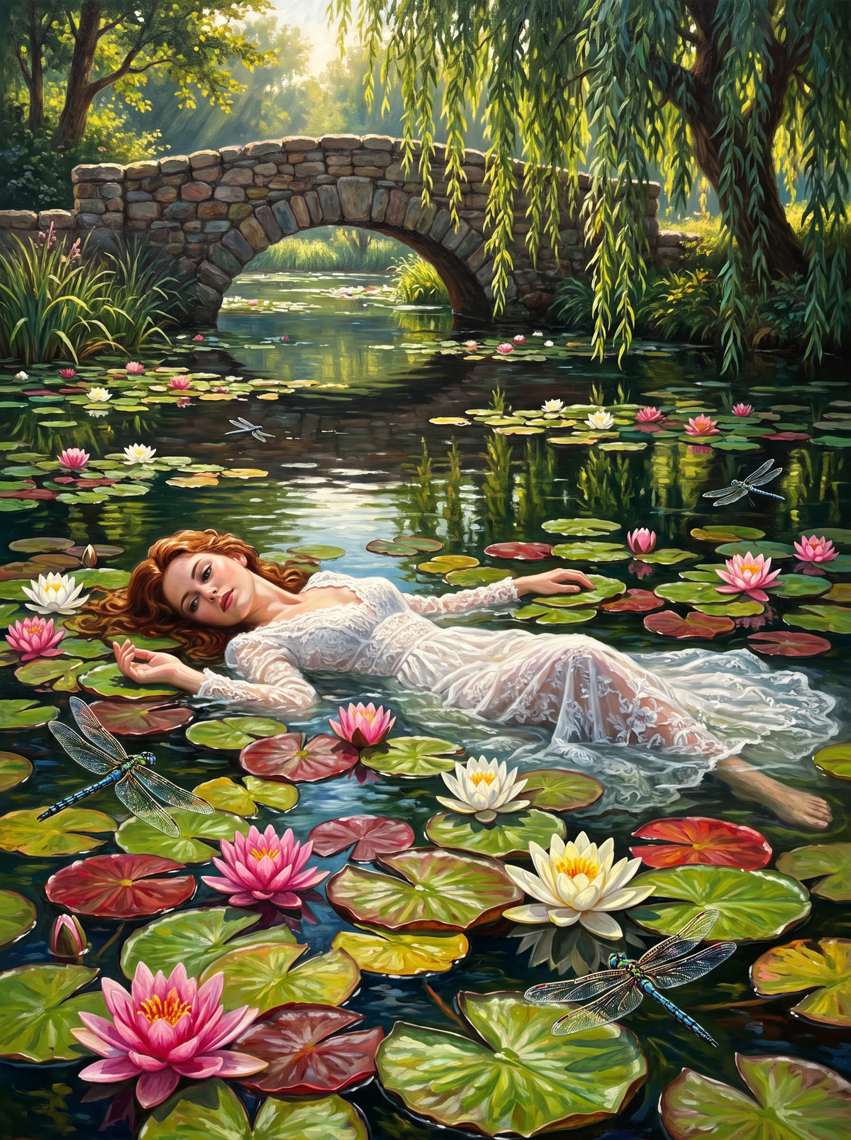 Woman Among The Water Lilies