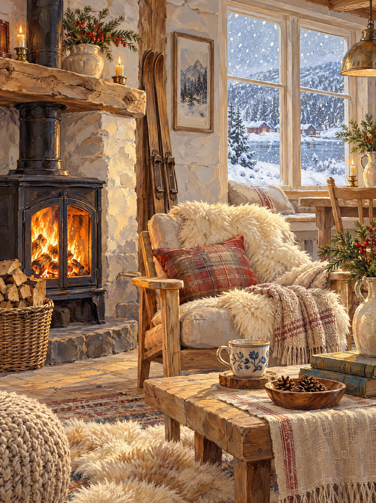Wood Stove Snow Day