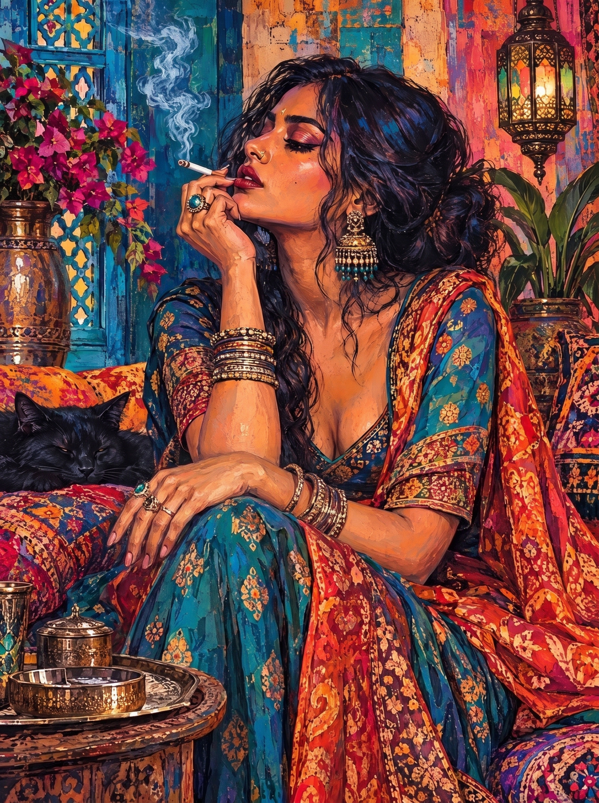 Bangles, Smoke And A Black Cat