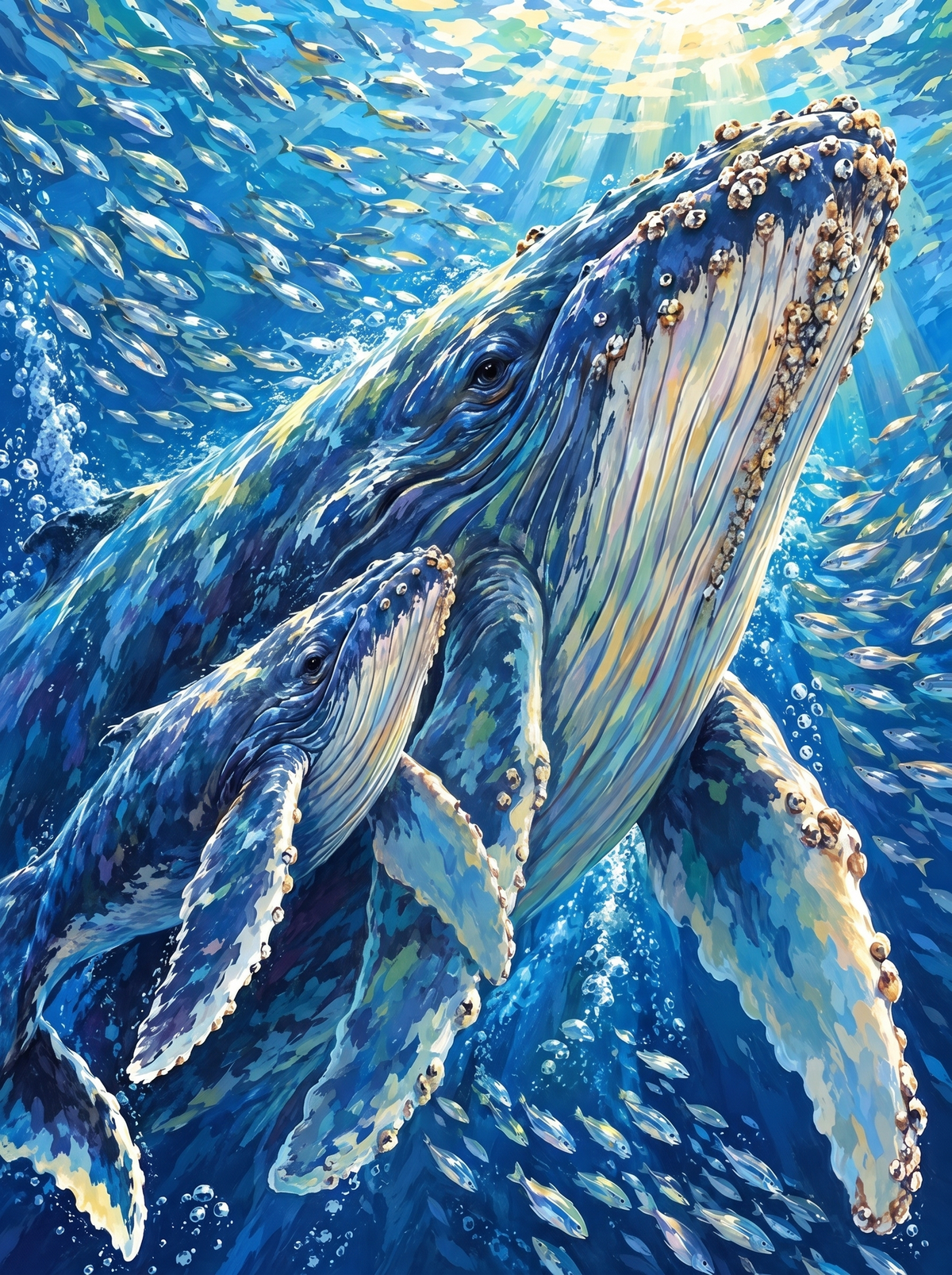 Barnacled Humpback And Calf