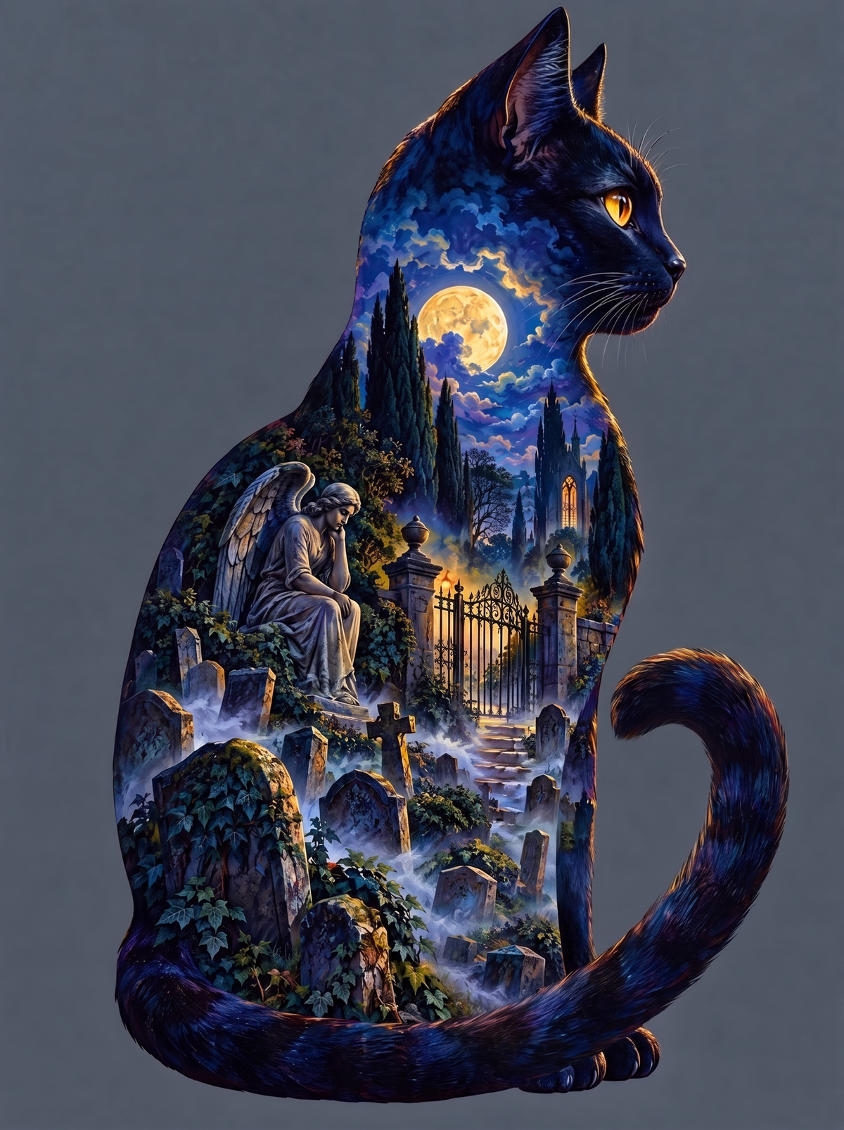 Black Cat Graveyard Moon