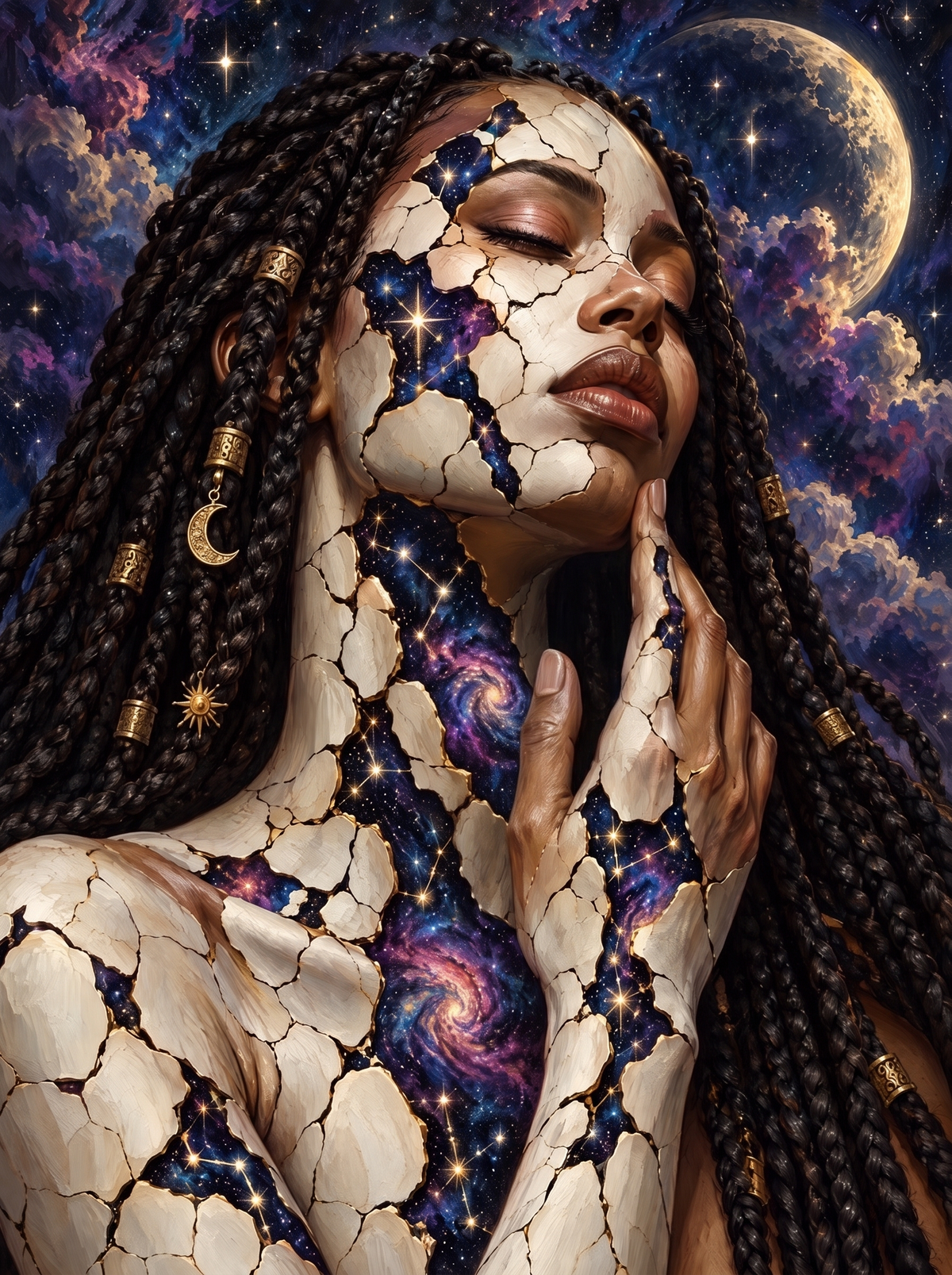 Galaxies Through Cracked Porcelain