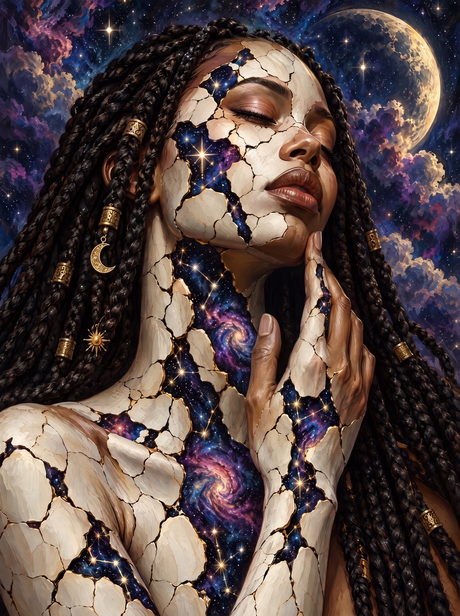 Galaxies Through Cracked Porcelain