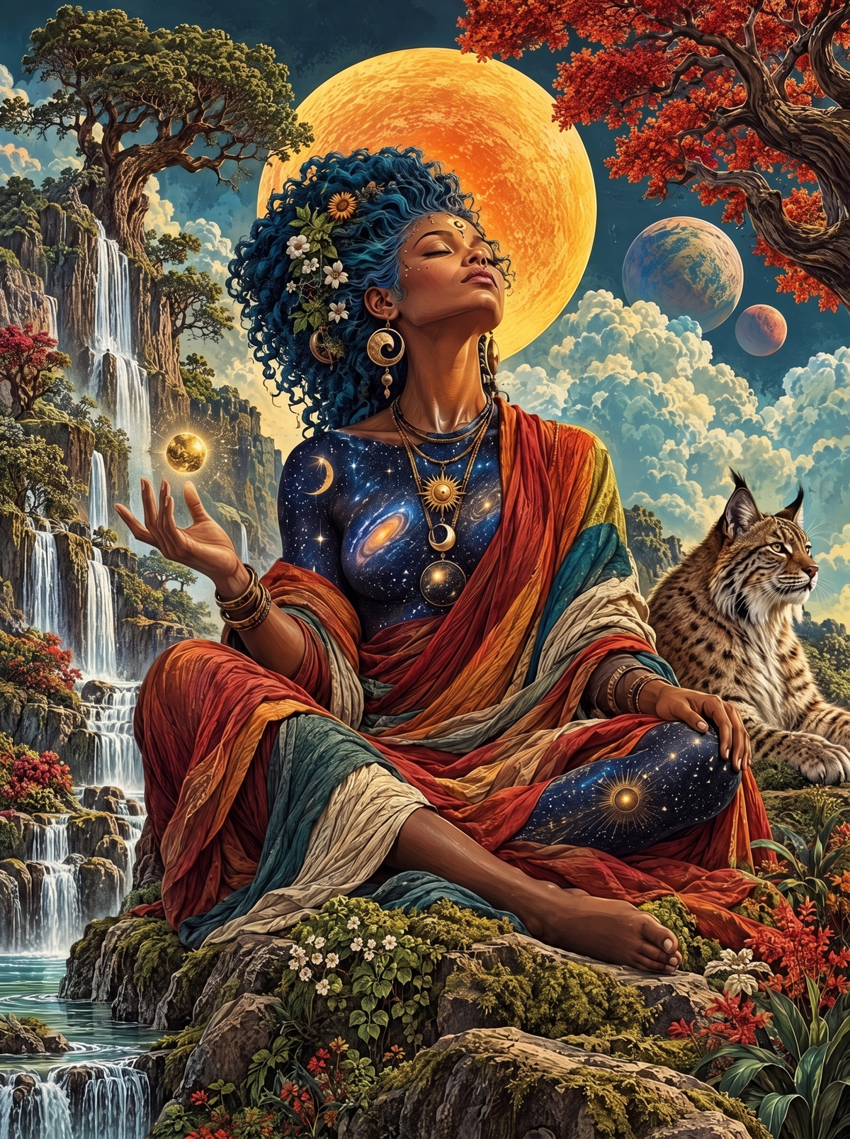 Galaxy Goddess And Lynx