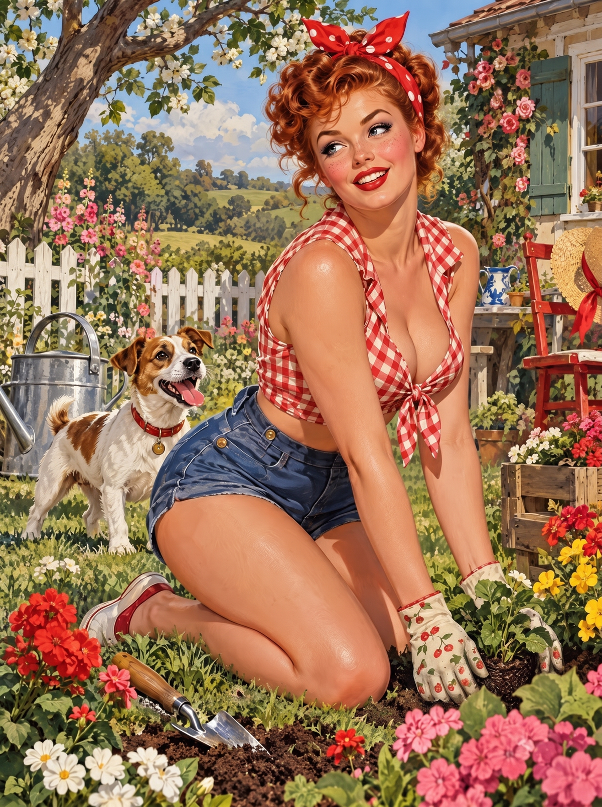 Gingham Pin Up Planting Geraniums