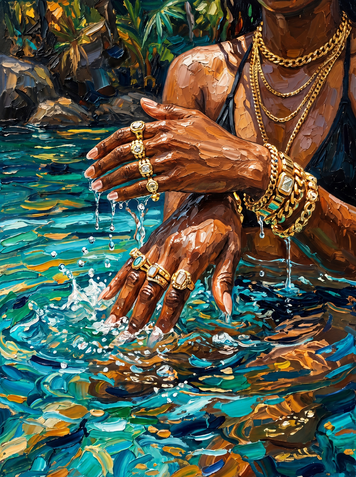 Gold Rings In Turquoise Water