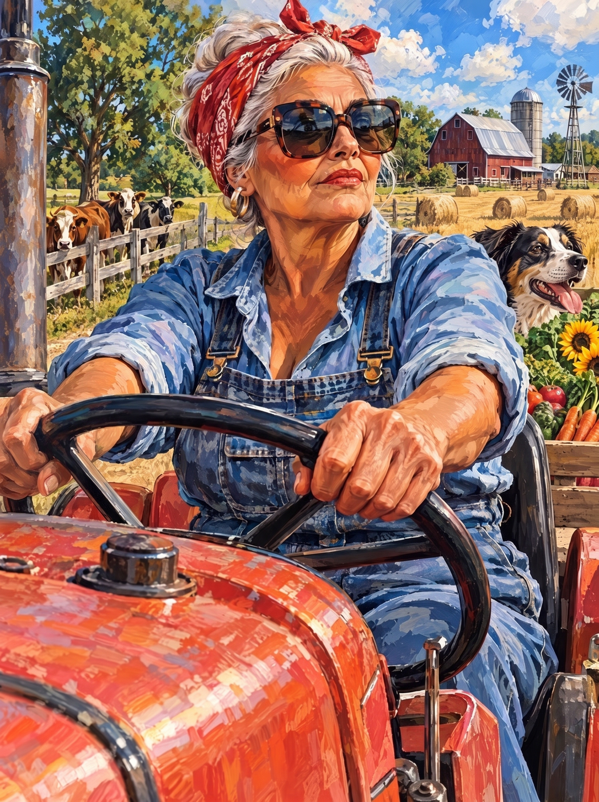Grandma On The Red Tractor