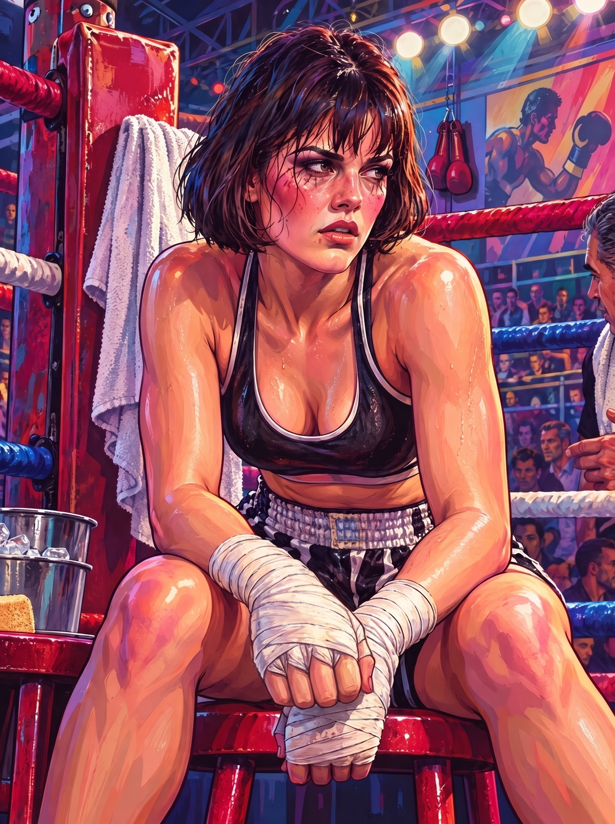 Her Corner Between Rounds