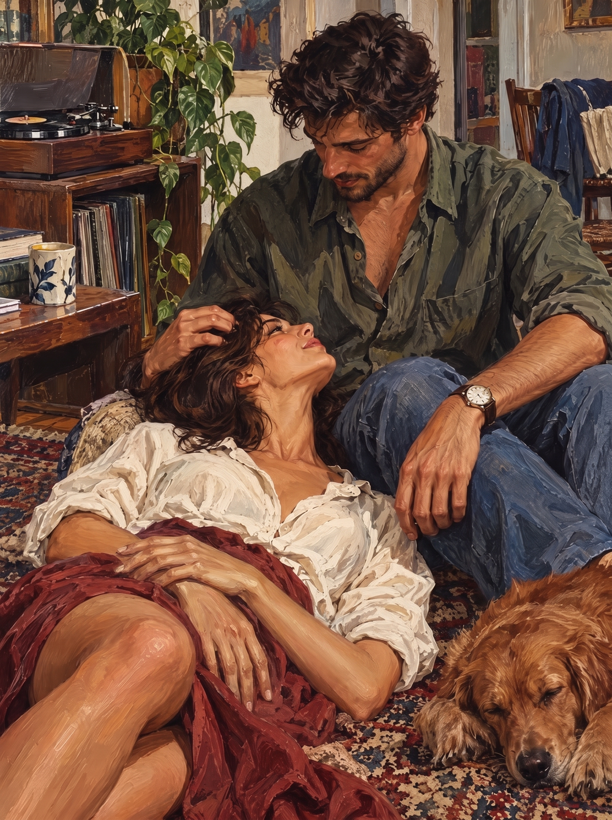 Her Head In His Lap