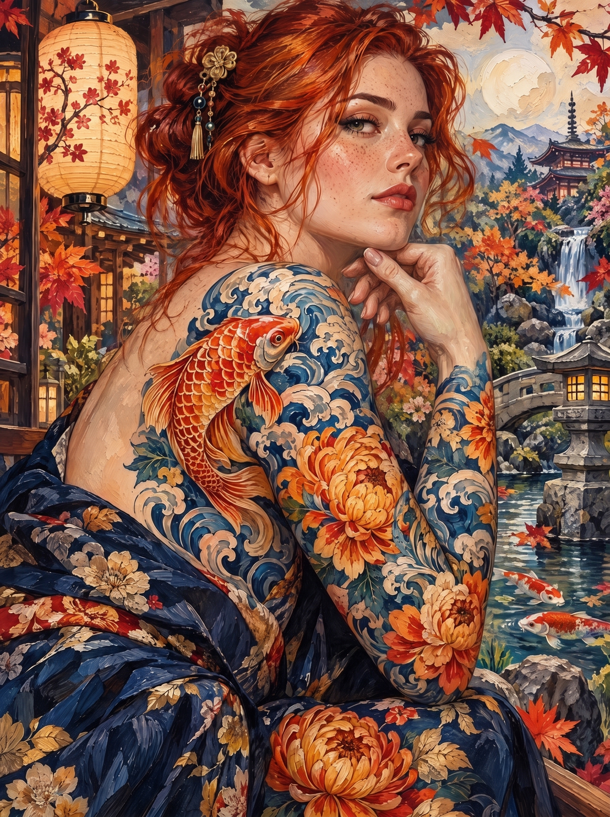 Koi And Chrysanthemum Irezumi