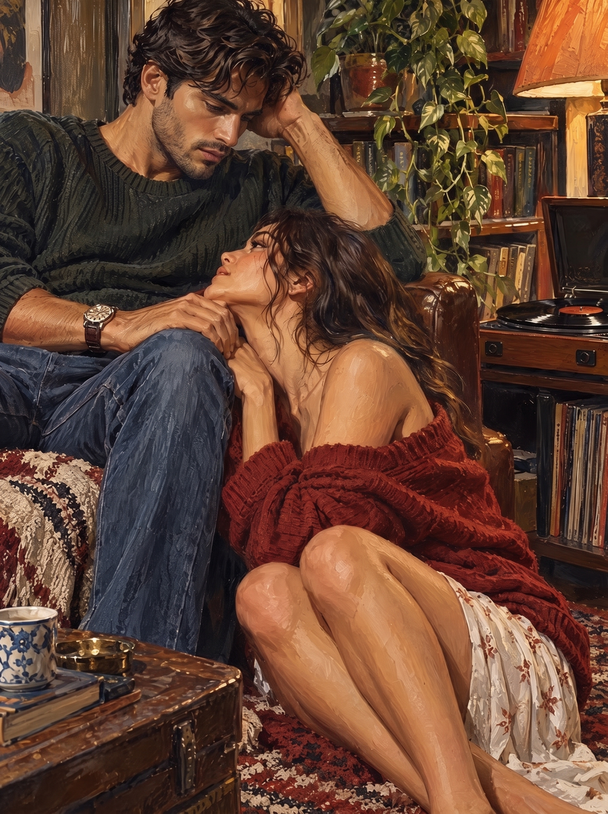 Leaning On His Knee By The Records