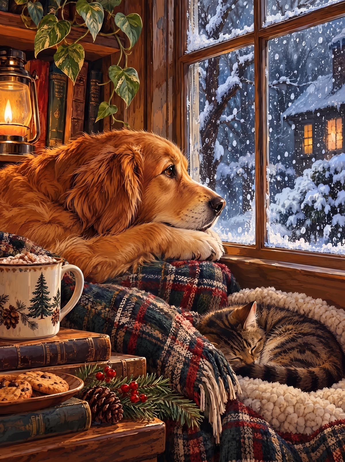 Retriever Watching The Snow