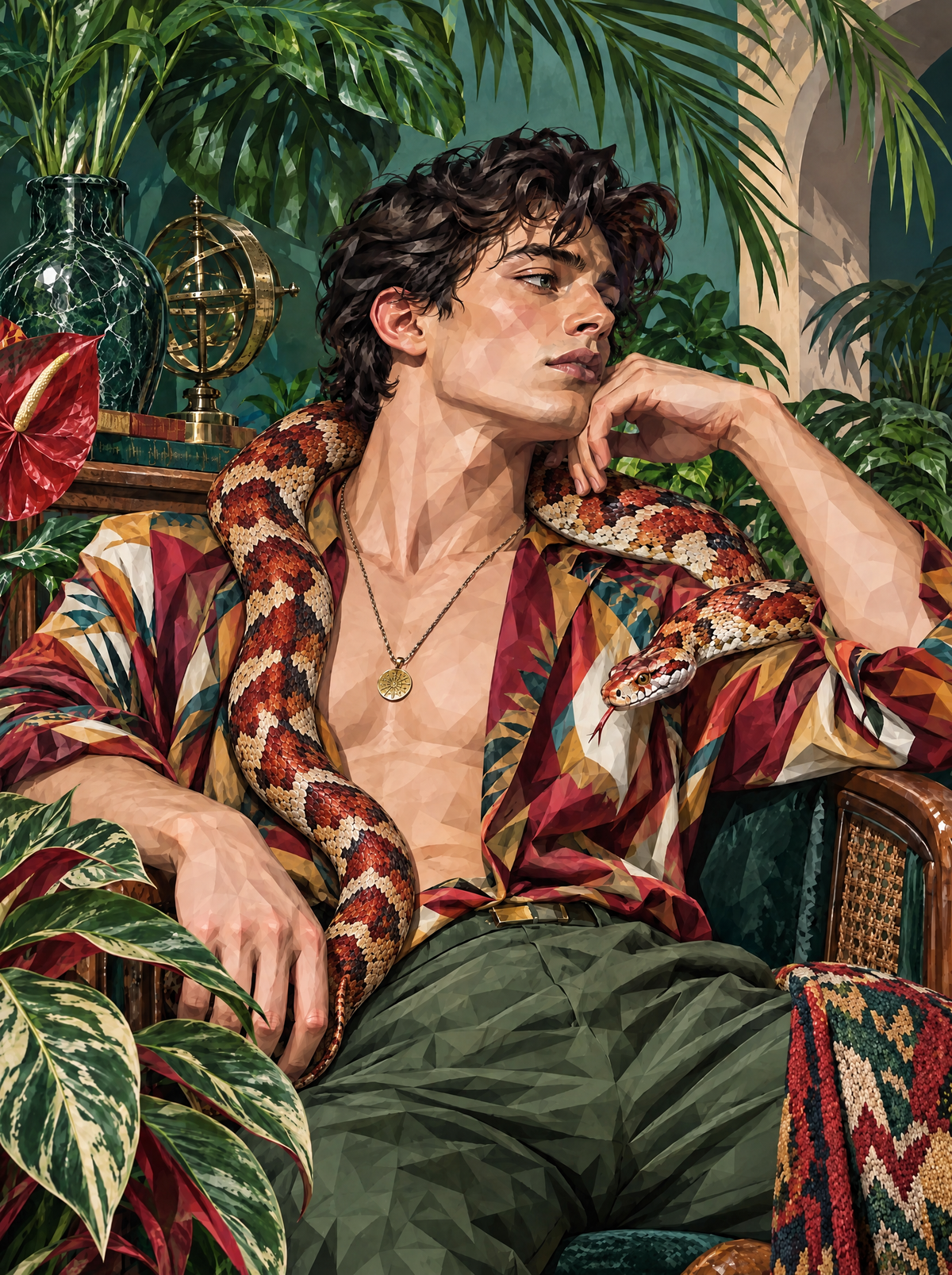 Silk Shirt And Corn Snake
