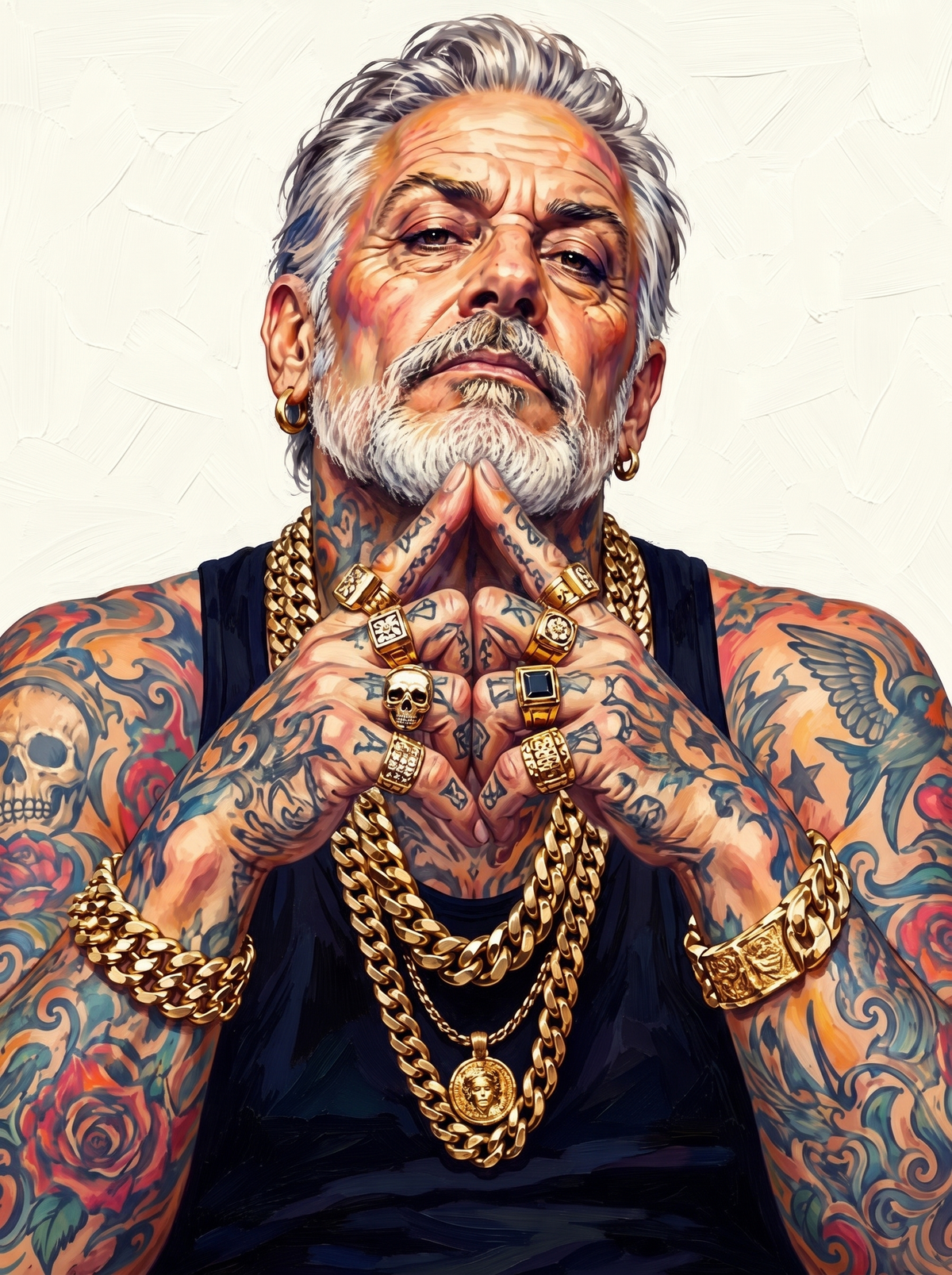 Silver Fox In Gold Chains